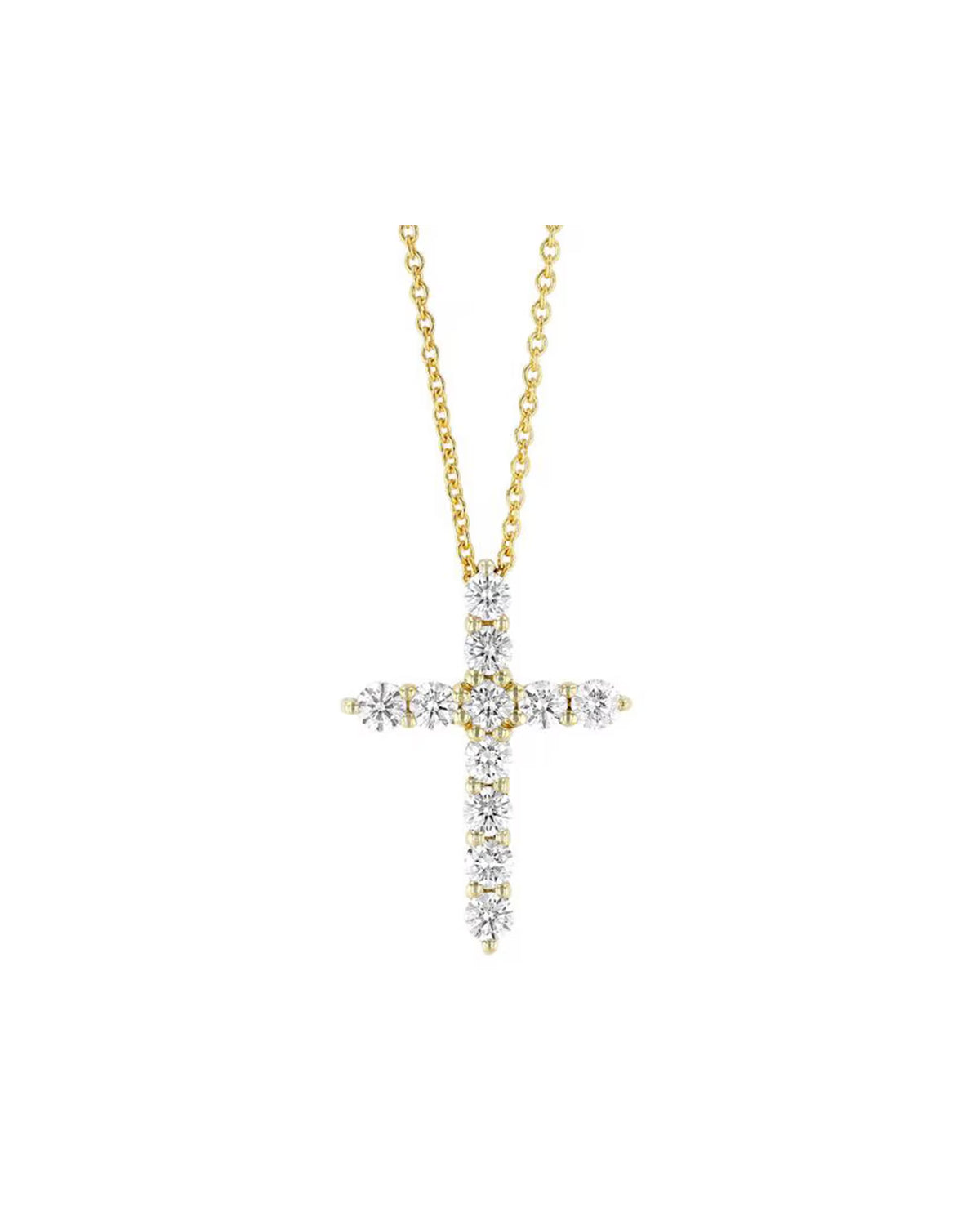 18KY Diamond Cross Necklace 0.45Ctw