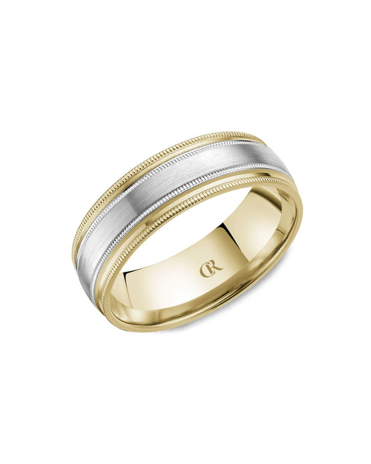 7mm Double Milgrain Band, Satin And Highpolish Finish
