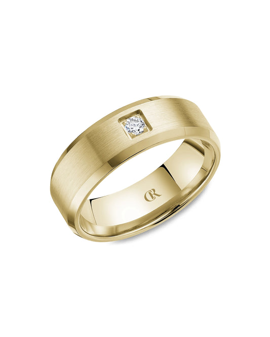 7mm Diamond Set Beveled Band, Satin And Highpolish Finish