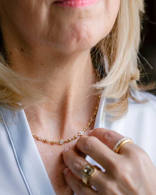Rosary Diamond Yard Gold Necklace
