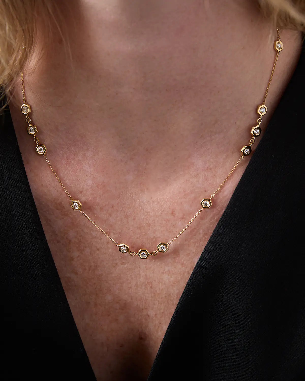 Diamond Multi Mini B Station Necklace