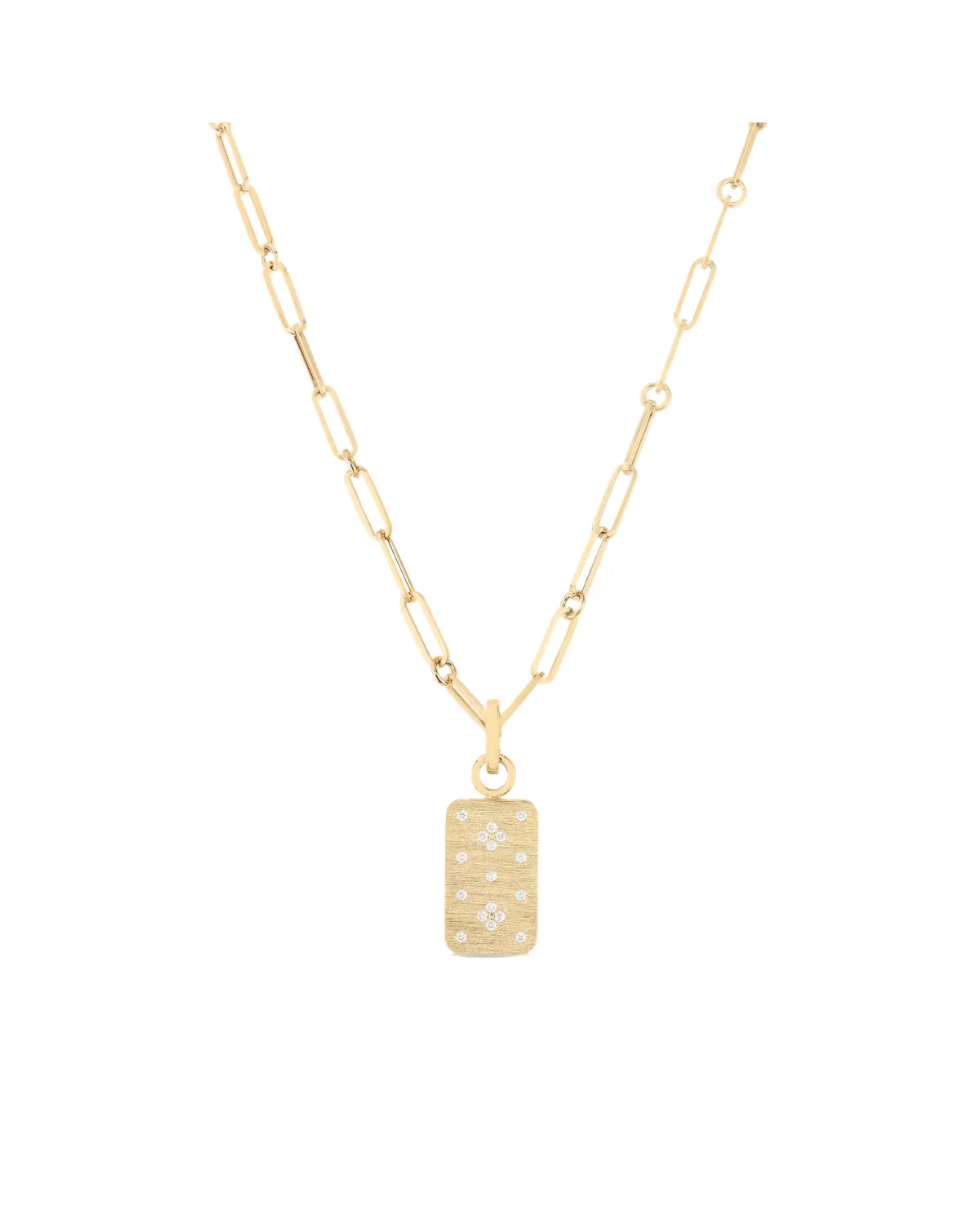 Venetian Princess Diamond & Satin Finish Dog Tag Medallion Necklace