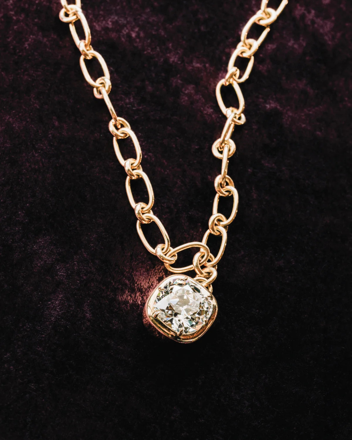 Cori Necklace with 10.15 ct Antique Cushion-Cut Diamond