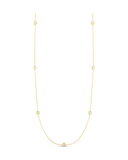 18K Gold Diamonds By The Inch 7 Station Necklace