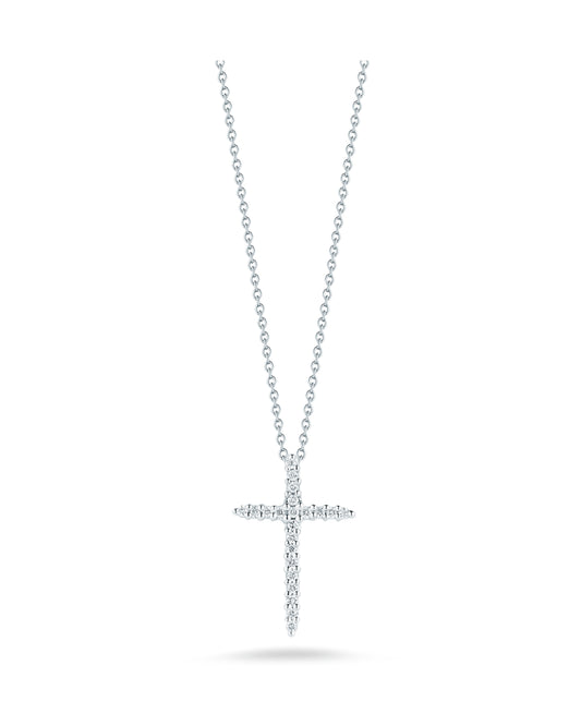 Tiny Treasures Diamond Sliver Cross Necklace 18KW