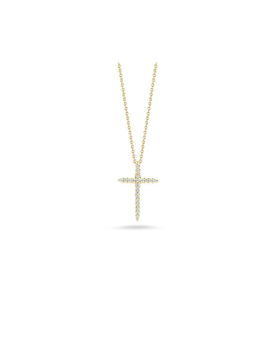 Tiny Treasures Diamond Sliver Cross Necklace 18KY