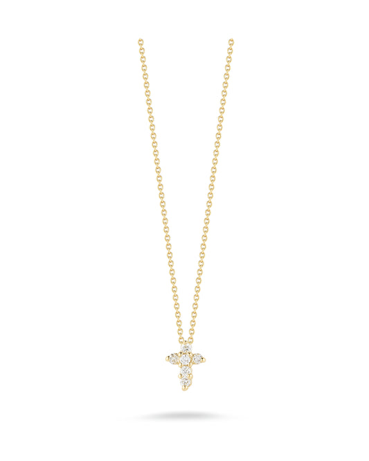 18KY Tiny Treasures Diamond Baby Cross Necklace