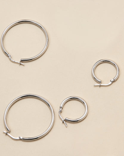 Designer White Gold the Perfect Hoop Large Earrings