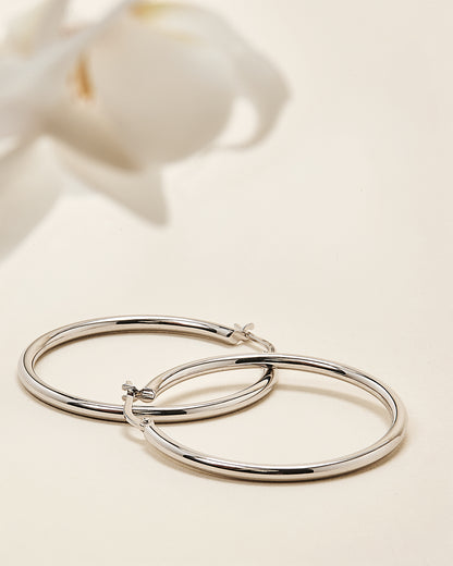Designer White Gold the Perfect Hoop Large Earrings