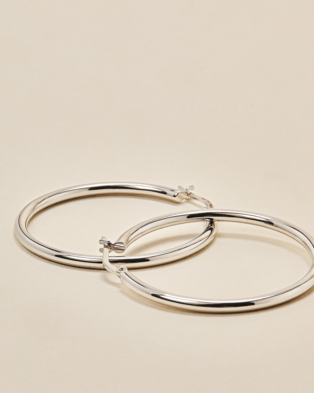 Designer White Gold the Perfect Hoop Large Earrings