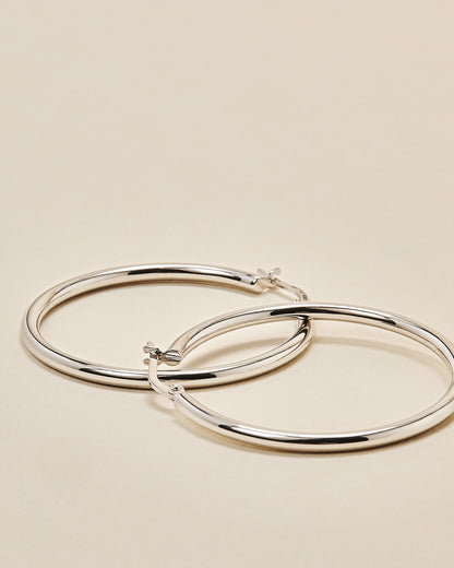 Designer White Gold the Perfect Hoop Large Earrings
