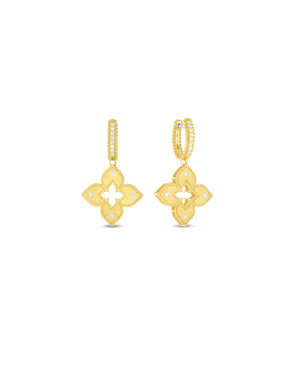 Petite Venetian Princess Diamond and Satin Finish Flower Drop Earrings