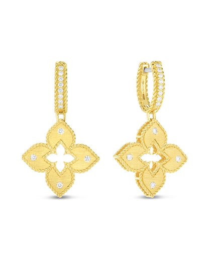 Petite Venetian Princess Diamond and Satin Finish Flower Drop Earrings