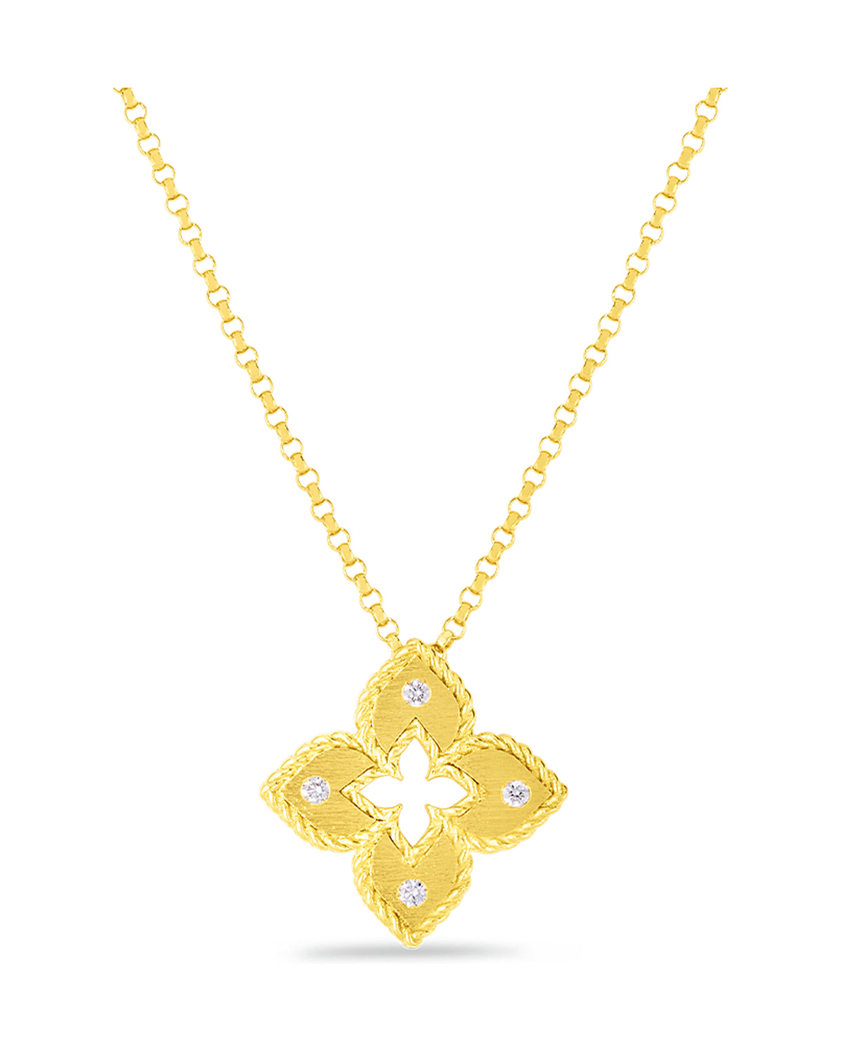 Petite Venetian Princess Diamond and Satin Finish Small Flower Necklace