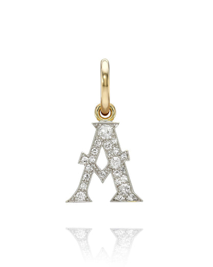 Small Cobblestone Letter Charm - Two Tone A