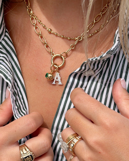 Small Cobblestone Letter Charm - Two Tone A