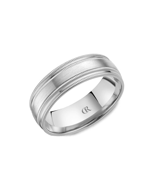 7mm Double Milgrain Band, Satin And Highpolish Finish