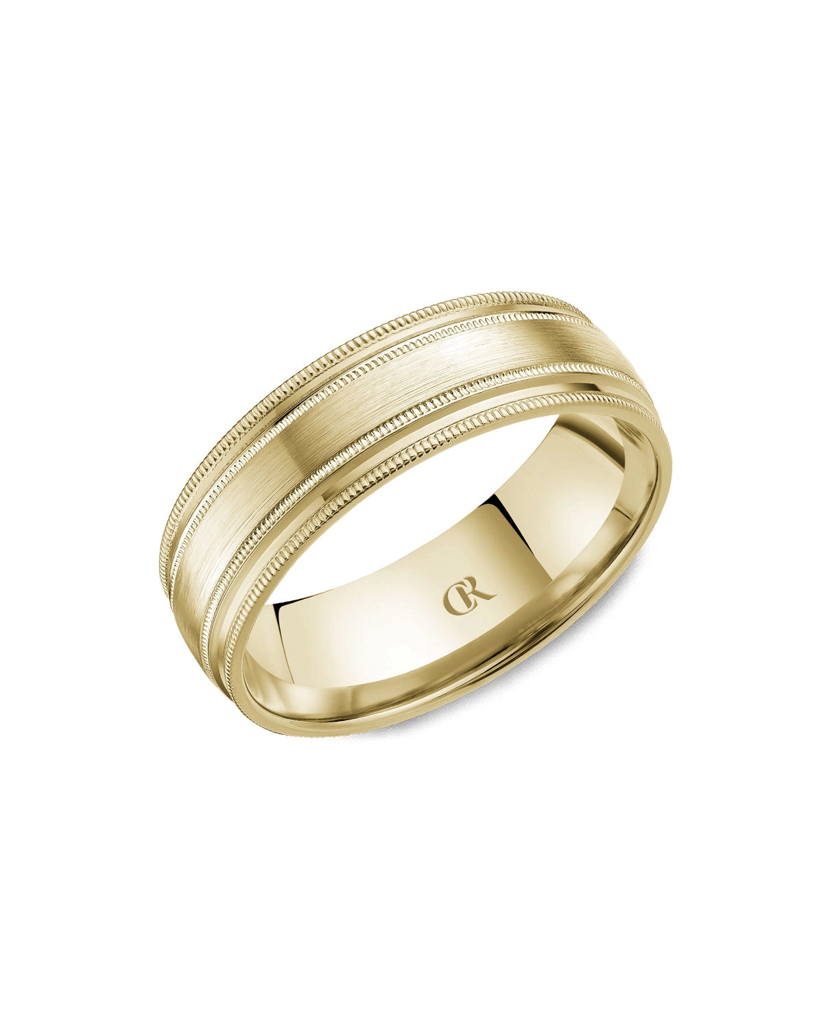 7mm Double Milgrain Band, Satin And Highpolish Finish