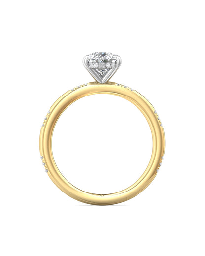 Diamond Band Solitaire 1ct Center & Hidden Halo