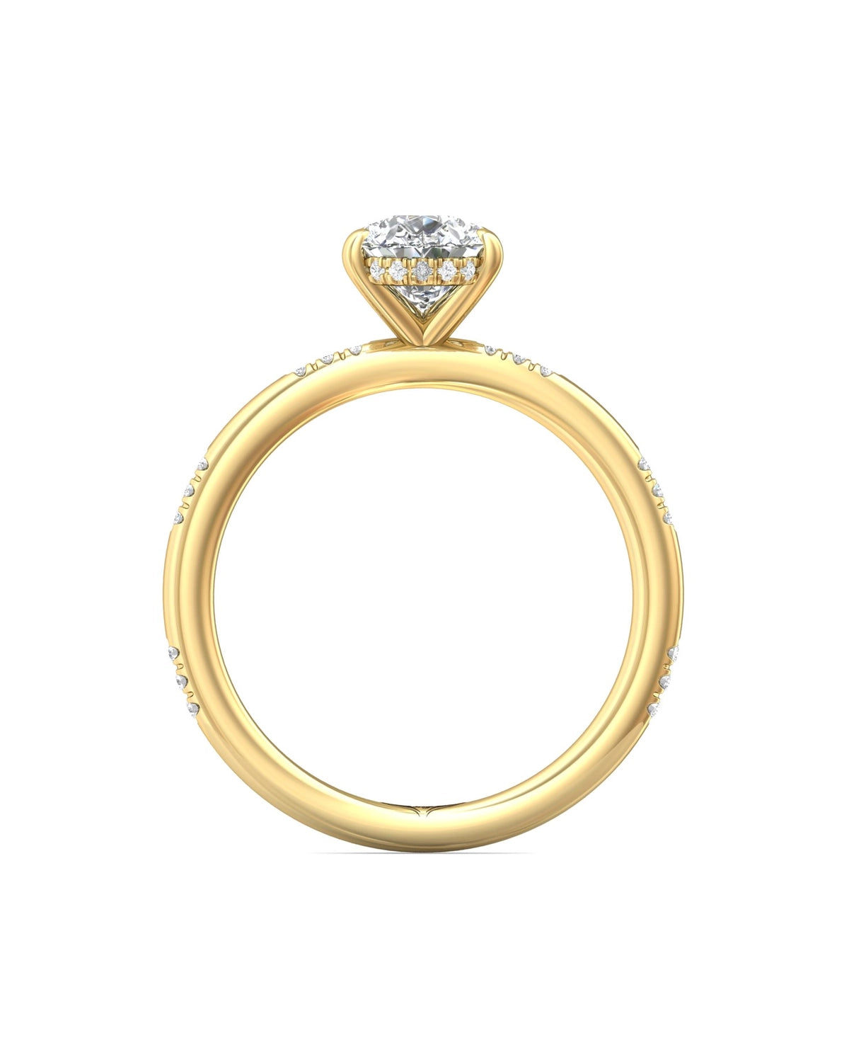Diamond Band Solitaire 1ct Center & Hidden Halo