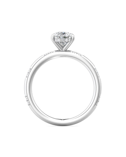 Diamond Band Solitaire 1ct Center & Hidden Halo