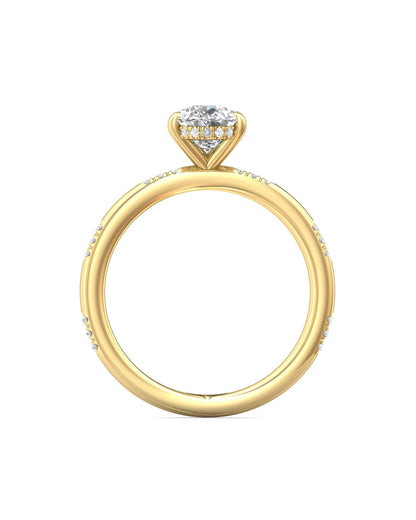 Diamond Band Solitaire 1ct Center & Hidden Halo