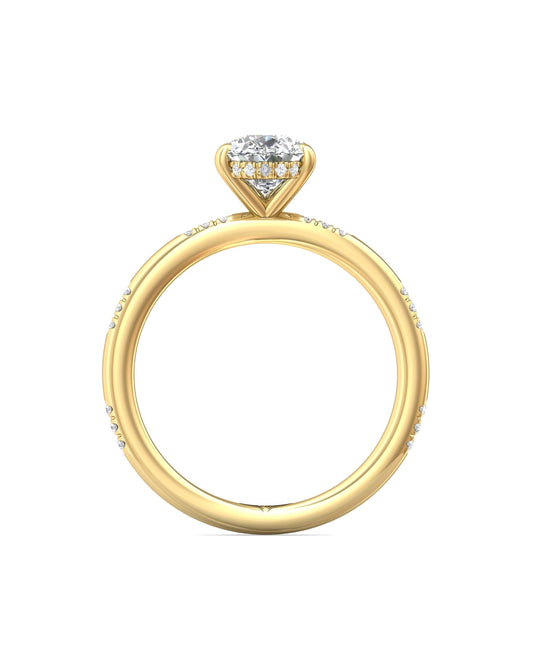 Diamond Band Solitaire 1ct Center & Hidden Halo