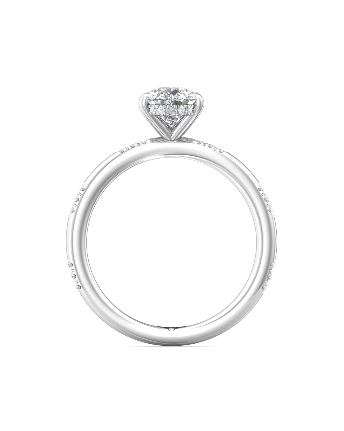 Diamond Band Solitaire 1ct Center & Hidden Halo
