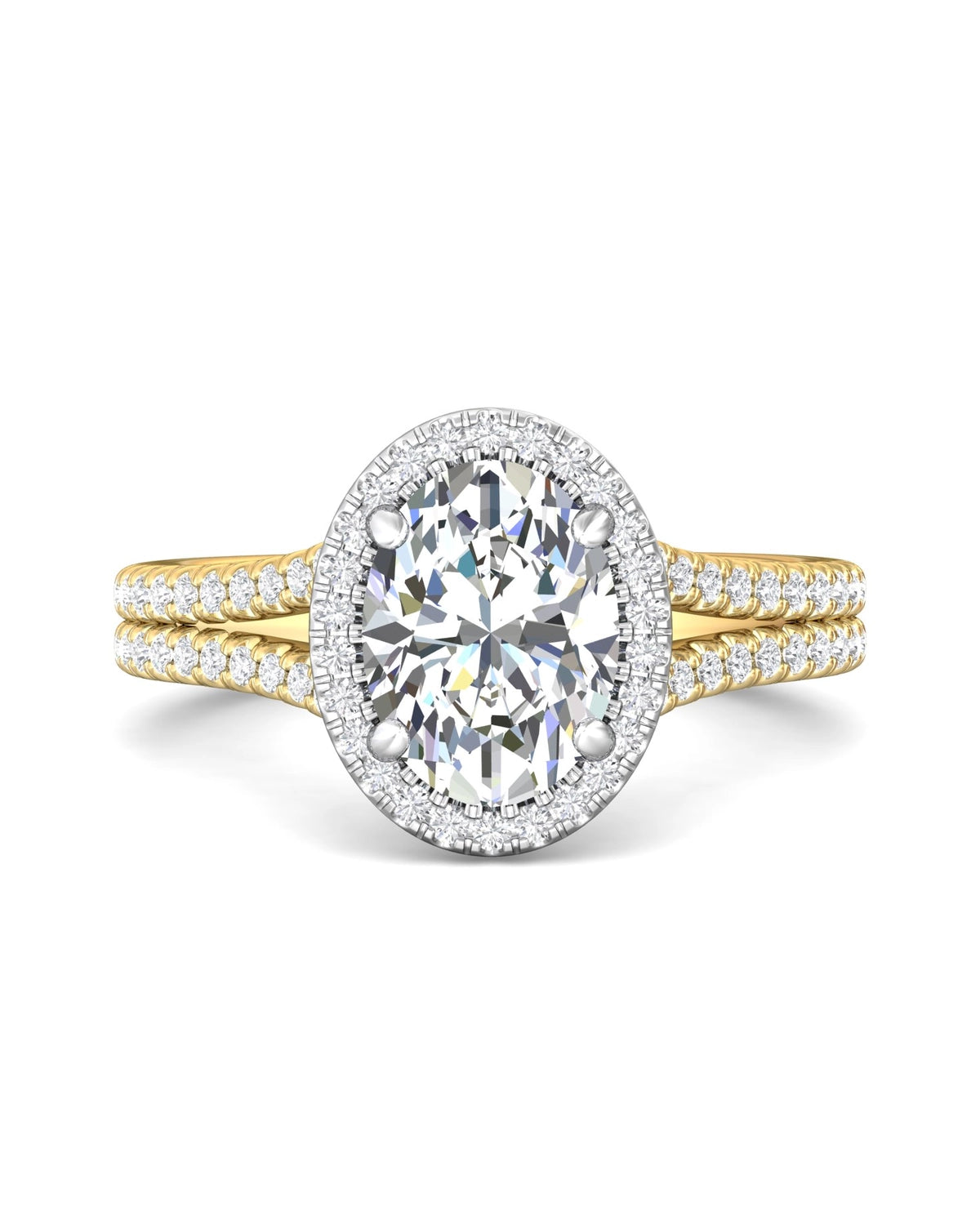 Diamond Band Solitaire 2ct Center & Hidden Halo