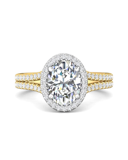 Diamond Band Solitaire 2ct Center & Hidden Halo