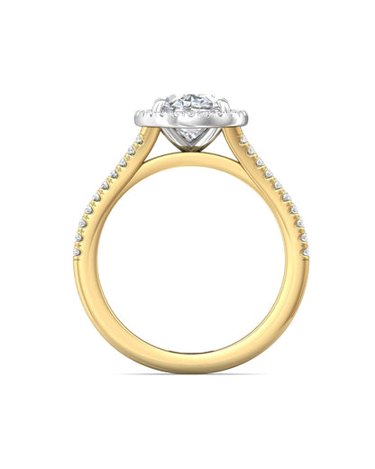 Diamond Band Solitaire 2ct Center & Hidden Halo