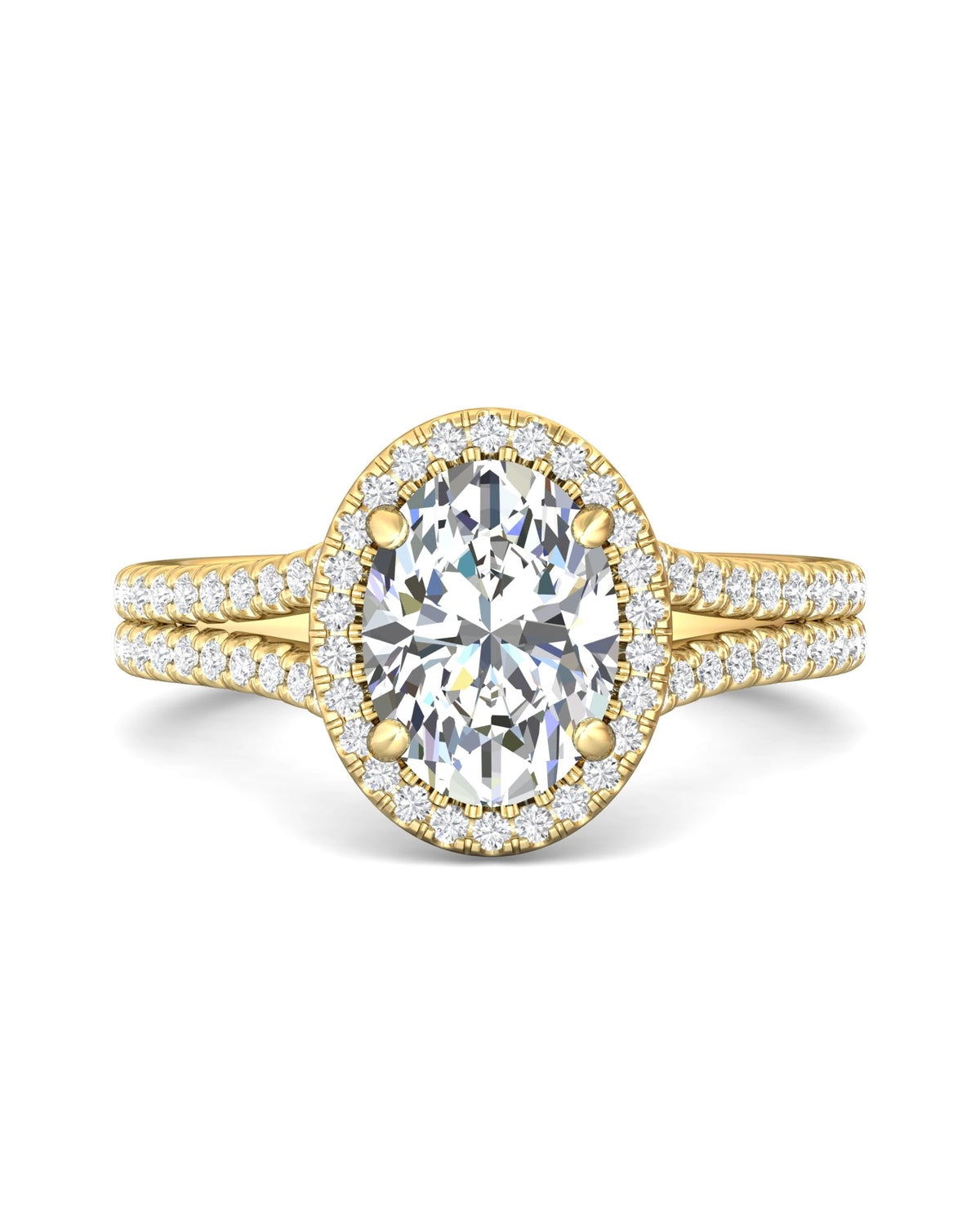 Diamond Band Solitaire 2ct Center & Hidden Halo