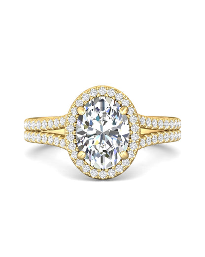 Diamond Band Solitaire 2ct Center & Hidden Halo