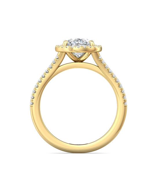 Diamond Band Solitaire 2ct Center & Hidden Halo