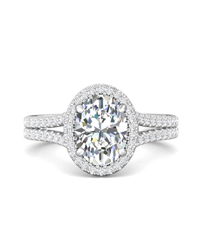 Diamond Band Solitaire 2ct Center & Hidden Halo