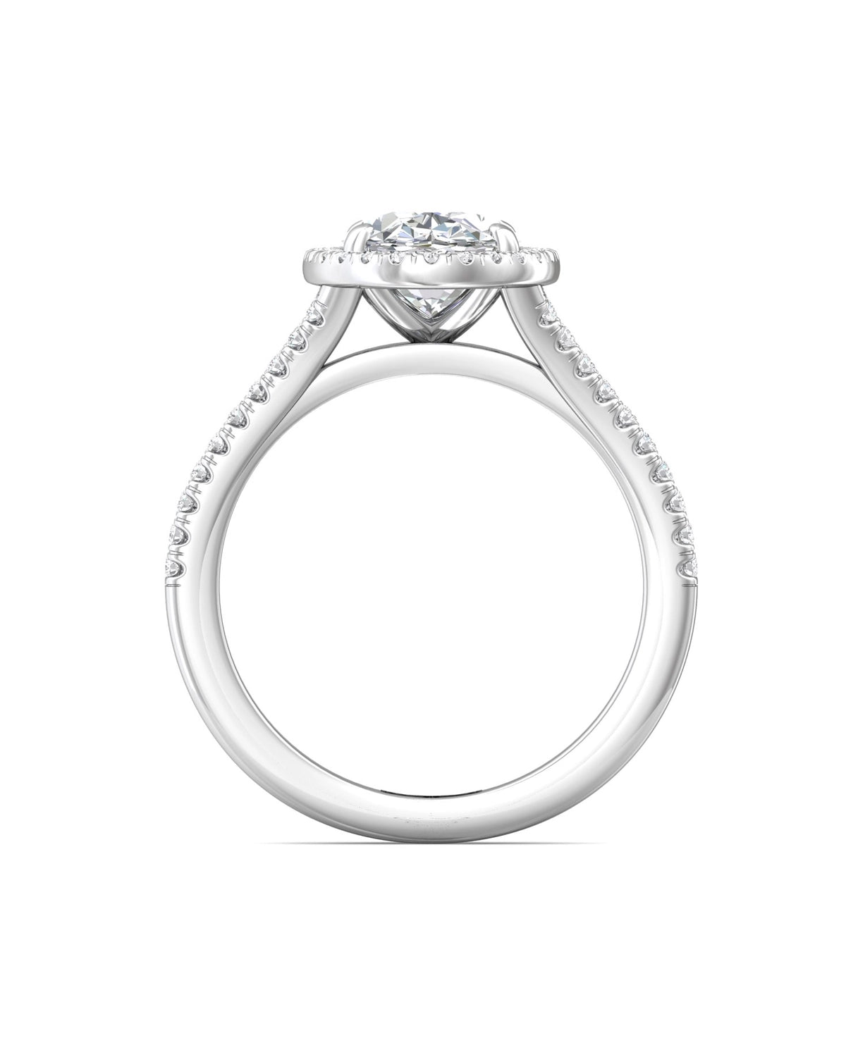 Diamond Band Solitaire 2ct Center & Hidden Halo