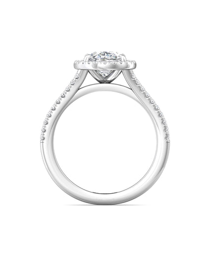 Diamond Band Solitaire 2ct Center & Hidden Halo