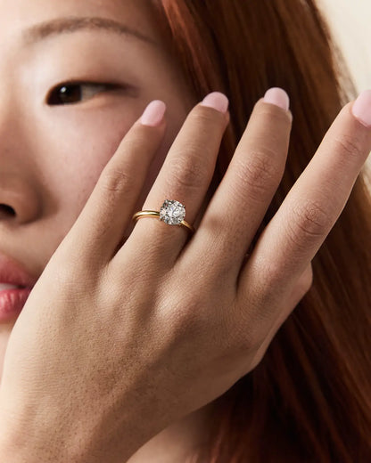 Diamond Band Solitaire 2ct Center & Hidden Halo