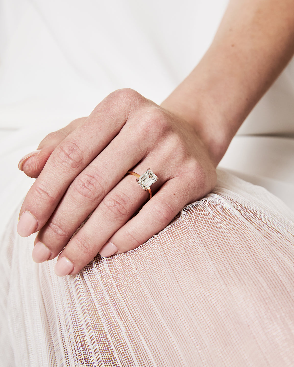 Diamond Band Solitaire 2ct Center & Hidden Halo