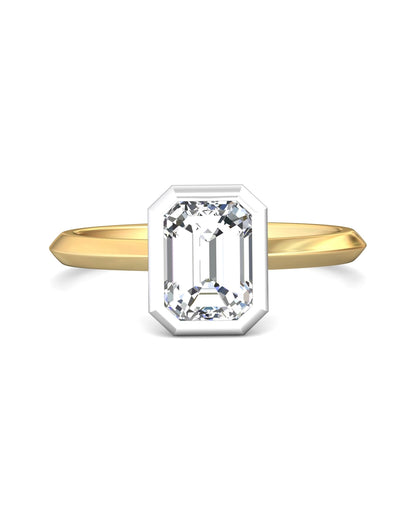 Emerald Cut Bezel Set 2Ct Center
