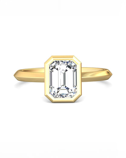 Emerald Cut Bezel Set 2Ct Center