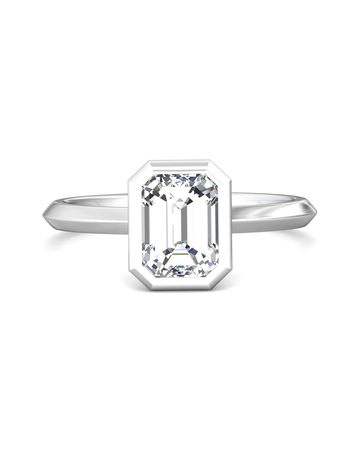 Emerald Cut Bezel Set 2Ct Center
