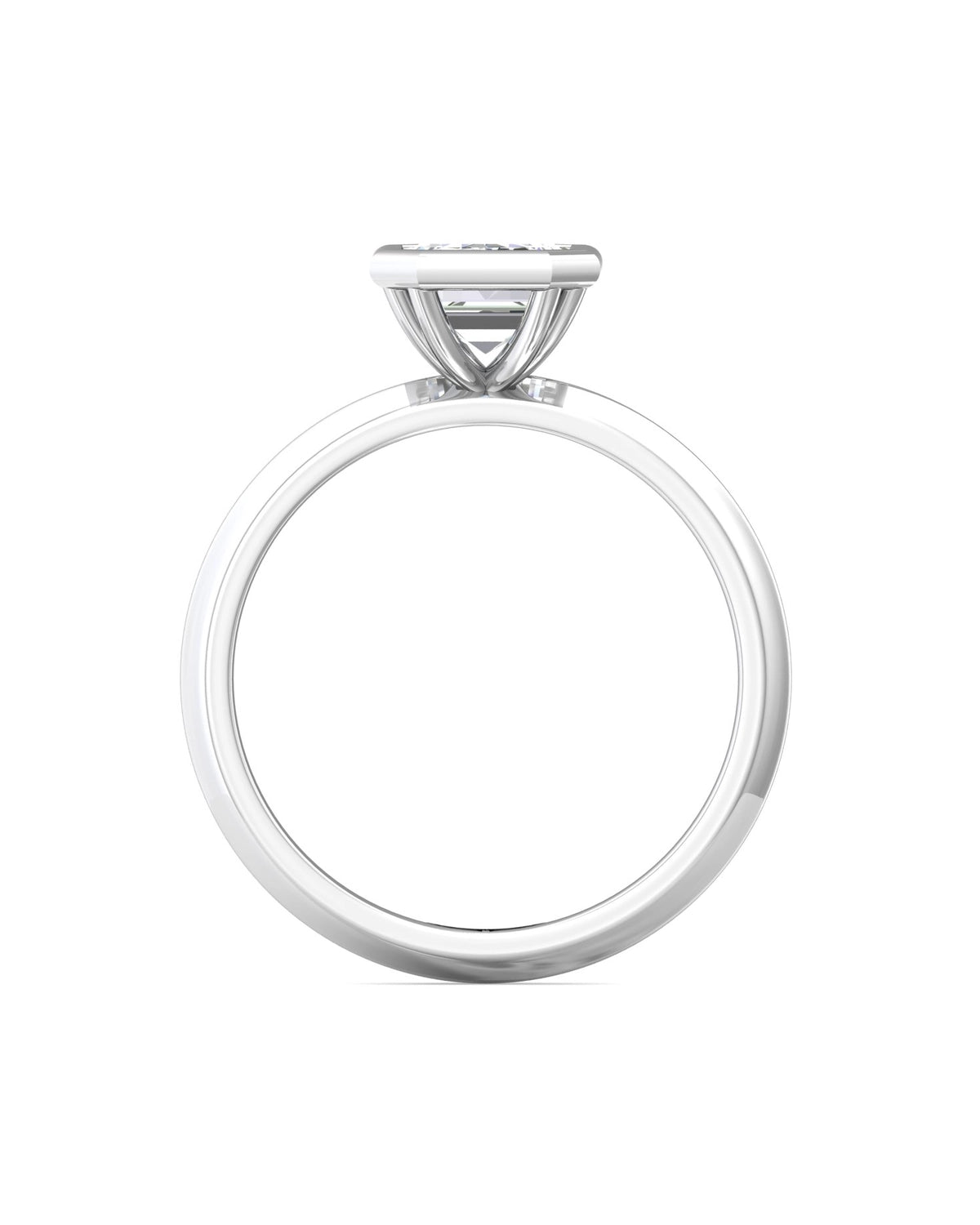 Emerald Cut Bezel Set 2Ct Center