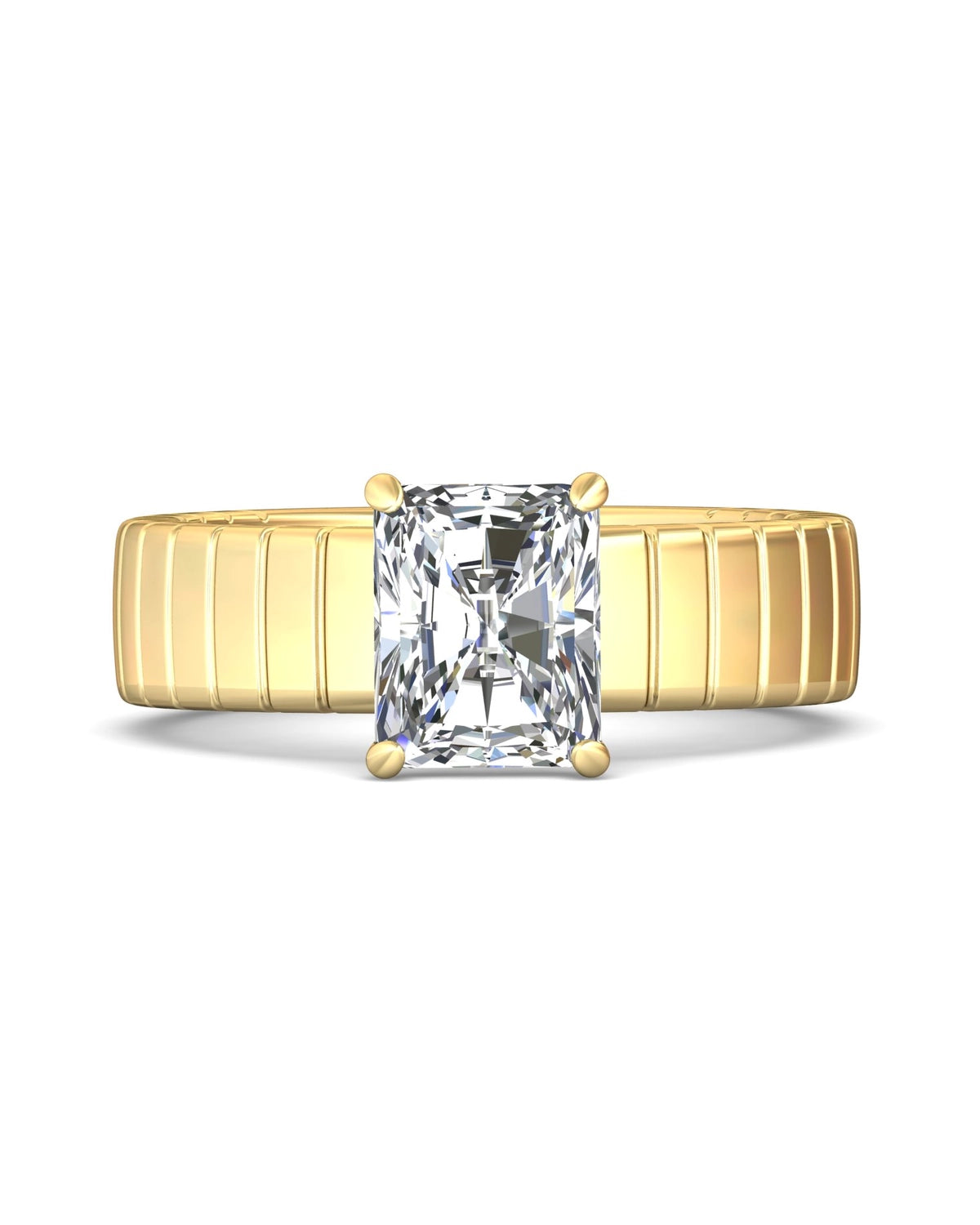 Diamond Band Solitaire 2ct Center & Hidden Halo