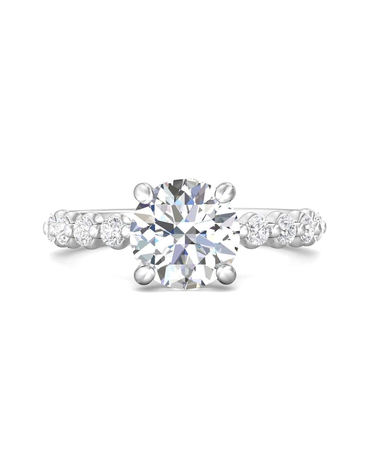 Diamond Band Solitaire 2ct Center & Hidden Halo