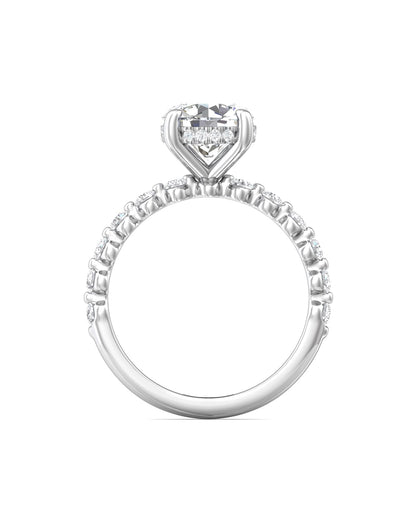 Diamond Band Solitaire 2ct Center & Hidden Halo