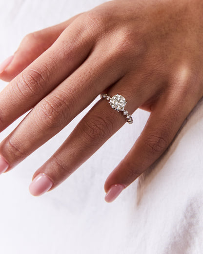 Diamond Band Solitaire 2ct Center & Hidden Halo