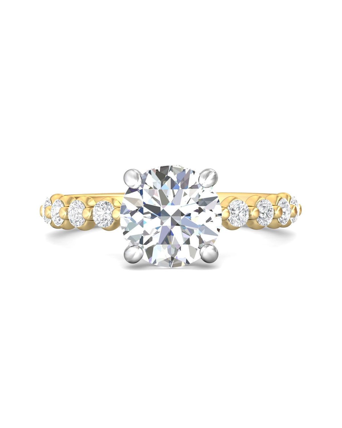 Diamond Band Solitaire 2ct Center & Hidden Halo