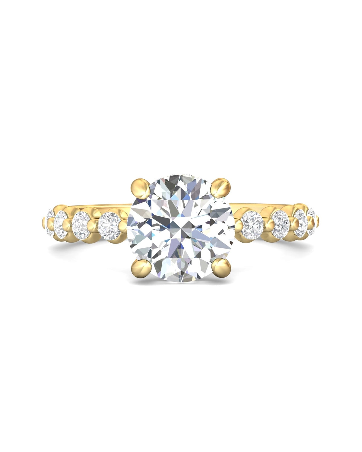 Diamond Band Solitaire 2ct Center & Hidden Halo