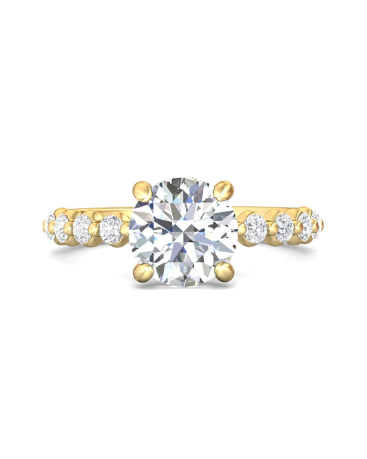 Diamond Band Solitaire 2ct Center & Hidden Halo